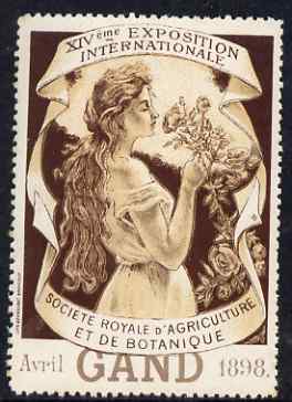 Cinderella - Belgium 1998 Royal Society of Agriculture & Botany Exhibition, Gand (Ghent) perf label (Brown background) slight wrinkles & signs of ageing with full gum