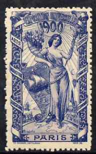 Cinderella - France 1900 International Exhibition, Paris, perf label #3 in blue, fine with full gum