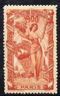 Cinderella - France 1900 International Exhibition, Paris, perf label #8 in orange-red, fine with full gum
