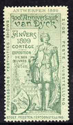 Cinderella - Belgium 1899 Van Dyck 300th Anniversary Exhibition, Antwerp, perf label #1 in green on green, fine with full gum