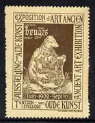Cinderella - Belgium 1902 Ancient Art Exhibition, Bruges, perf label in brown, fine with full gum