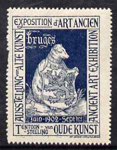 Cinderella - Belgium 1902 Ancient Art Exhibition, Bruges, perf label in blue, fine with full gum