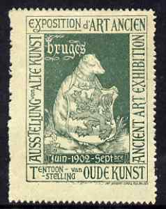 Cinderella - Belgium 1902 Ancient Art Exhibition, Bruges, perf label in green, fine with full gum