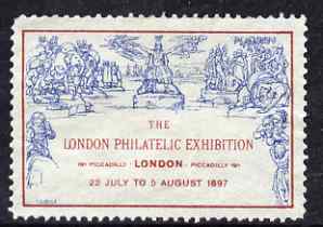 Cinderella - Great Britain 1897 The London Philatelic Exhibition, perf label based on the Mulready, fine without gum