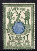 Cinderella - United States 1901 Vermont Old Home Week, perf label #9 in blue & green on yellow fine without gum