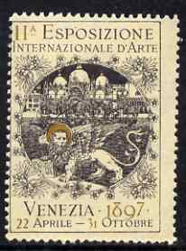Cinderella - Italy 1897 International Art Exhibition, Venezia, perf label in black & gold fine with full gum