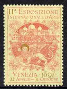 Cinderella - Italy 1897 International Art Exhibition, Venezia, perf label in red & gold fine with full gum