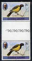 Sierra Leone 1980-82 Birds - Oriole 3c (with 1982 imprint date) unmounted mint gutter pair SG 624B*