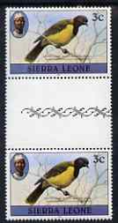 Sierra Leone 1980-82 Birds - Oriole 3c (with 1982 imprint date) unmounted mint gutter pair SG 624B*