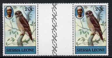 Sierra Leone 1980-82 Birds - Wood Owl 20c (with 1981 imprint) unmounted mint gutter pair SG 629B