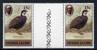 Sierra Leone 1980-82 Birds - Blue Quail 15c (with 1982 imprint date) unmounted mint gutter pair SG 628B*