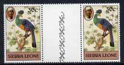 Sierra Leone 1980-82 Birds - Turaco 30c (with 1982 imprint date) unmounted mint gutter pair SG 630B*