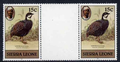Sierra Leone 1983 Blue Quail 15c (with 1983 imprint) unmounted mint gutter pair SG 766