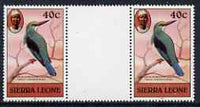 Sierra Leone 1983 Blue Breasted Kingfisher 40c (with 1983 imprint) unmounted mint gutter pair SG 769, slight signs of ageing