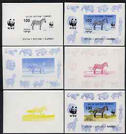 Batum 1994 WWF - Zebra deluxe sheet - the set of 6 progressive proofs comprising the 4 individual colours, plus 2-colour and all 4-colour composites, imperf and unmounted mint