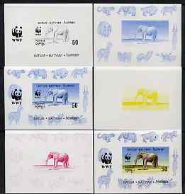 Batum 1994 WWF - Elephant deluxe sheet - the set of 6 progressive proofs comprising the 4 individual colours, plus 2-colour and all 4-colour composites, imperf and unmounted mint