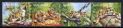 Malaysia 1995 WWF - Clouded Leopard perf strip of 4 unmounted mint, SG 563-66