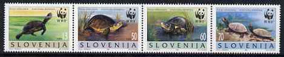 Slovenia 1996 WWF - Pond Turtle perf strip of 4 unmounted mint, SG 279-82