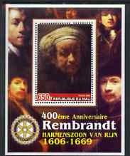 Mali 2006 400th Birth Anniversary of Rembrandt with Rotary logo perf m/sheet unmounted mint