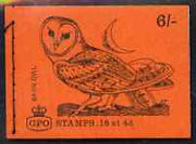 Great Britain 1968-70 Birds - Barn Owl (red cover Feb 1969) 6s booklet complete and fine, SG QP46