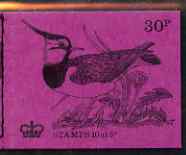 Great Britain 1971-73 Birds #2 - Lapwing (purple cover Aug 1971) 30p booklet complete and fine, SG DQ59