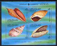 Uruguay 1995 shells sheetlet containing set of 4 x $5 values unmounted mint