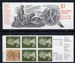 Great Britain 1987-88 Sherlock Holmes series #2 (The Hound of the Baskervilles) £1 booklet complete with cyl numbers, SG FH9