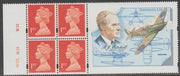 Great Britain 1995 Booklet pane with 4 x 1st class stamps plus label commemorating R J Mitchell (designer of Spitfire) SG HB9
