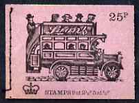 Great Britain 1971-73 Veteran Transport #2 - B-Type Omnibus (Lyons Tea) 25p booklet (Aug 1971) complete and fine, SG DH42