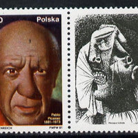 Poland 1981 Picasso (portrait se-tenant with label) unmounted mint SG 2719
