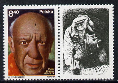 Poland 1981 Picasso (portrait se-tenant with label) unmounted mint SG 2719