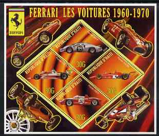 Haiti 2006 Ferrari Cars 1960-1970 perf sheetlet containing 4 diamond shaped values unmounted mint