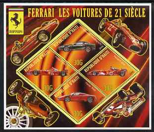 Haiti 2006 Ferrari Cars 21st Century perf sheetlet containing 4 diamond shaped values unmounted mint