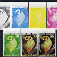 Equatorial Guinea 1974 South American Birds 35P El Traupidos, the set of 7 imperf progressive proofs comprising the 4 individual colours, plus 2, 3 and all 4-colour composites, superb unmounted mint, Mi 496