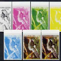 Equatorial Guinea 1974 South American Birds 2P Colibrie Hummingbird, the set of 7 imperf progressive proofs comprising the 4 individual colours, plus 2, 3 and all 4-colour composites, superb unmounted mint, Mi 486