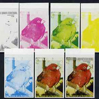 Equatorial Guinea 1974 Australian Birds 4P Collared Amandina, the set of 7 imperf progressive proofs comprising the 4 individual colours, plus 2, 3 and all 4-colour composites, superb unmounted mint, Mi 492