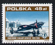 Poland 1988 Aircraft Works (PZL P37 Los) unmounted mint SG 3171