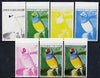 Equatorial Guinea 1974 Australian Birds 3P Pajaro Diamante Bird, the set of 7 imperf progressive proofs comprising the 4 individual colours, plus 2, 3 and all 4-colour composites, superb unmounted mint, Mi 490