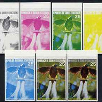 Equatorial Guinea 1974 Australian Birds 25P El Paradisea Mayor Bird, the set of 7 imperf progressive proofs comprising the 4 individual colours, plus 2, 3 and all 4-colour composites, superb unmounted mint, Mi 494