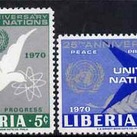 Liberia 1970 25th Anniversary of United Nations perf set of 2 unmounted mint, SG 1018-19