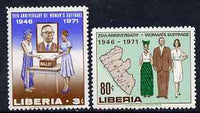 Liberia 1971 25th Anniversary of Women's Suffrage perf set of 2 unmounted mint, SG 1065-66