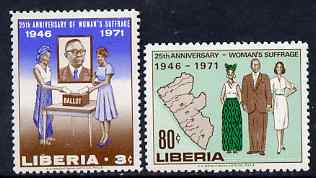 Liberia 1971 25th Anniversary of Women's Suffrage perf set of 2 unmounted mint, SG 1065-66