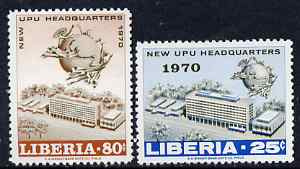 Liberia 1970 New UPU Headquarters perf set of 2 unmounted mint SG 1032-33