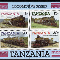 Tanzania 1986 Railways m/sheet (as SG MS 434) overprinted 'AMERIPEX '86' in gold unmounted mint