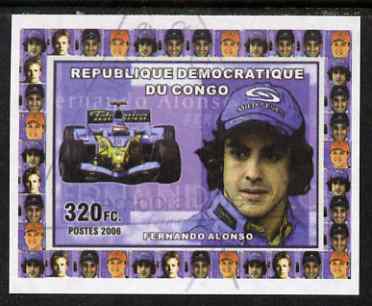 Congo 2006 Formula 1 Drivers #1 Fernado Alonso imperf sheetlet cto used