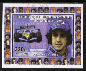 Congo 2006 Formula 1 Drivers #1 Fernado Alonso imperf sheetlet cto used