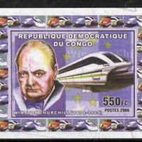 Congo 2006 Winston Churchill #1 with High Speed Train imperf sheetlet cto used