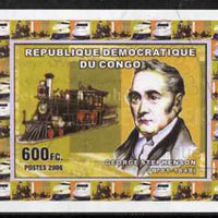 Congo 2006 George Stephenson #2 with early US Loco imperf sheetlet cto used
