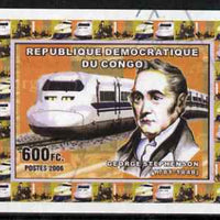 Congo 2006 George Stephenson #3 with modern Train imperf sheetlet cto used