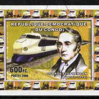 Congo 2006 George Stephenson #4 with Japanese Bullet Train imperf sheetlet cto used